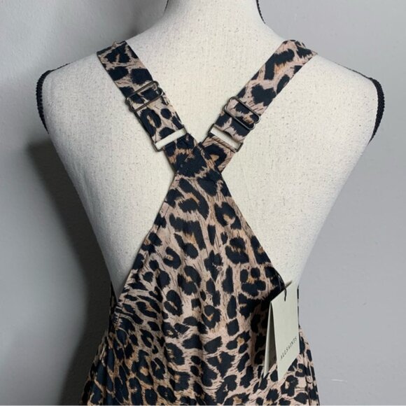 NWT All Saints Lil Leppo Brown Animal Print Asymmetrical Mini Dress - Picture 10 of 16